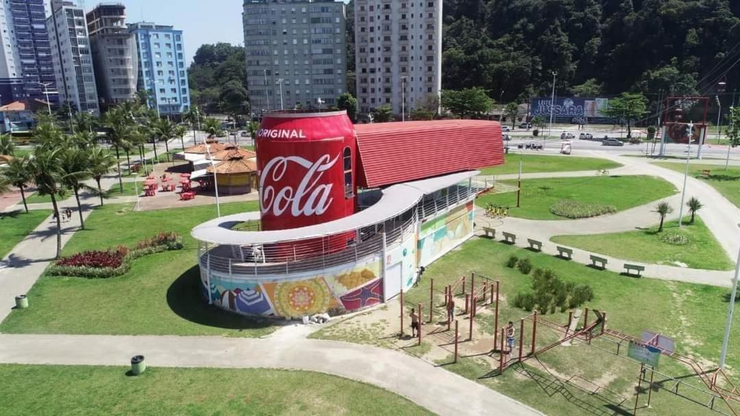Apartamento mobiliado prédio frente ao mar São Vicente Exterior foto
